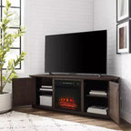 Mueble esquinero para TV con chimenea eléctrica para televisores de hasta 60 pulgadas