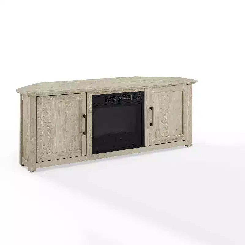 Mueble esquinero para TV con chimenea eléctrica para televisores de hasta 60 pulgadas