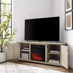 Mueble esquinero para TV con chimenea eléctrica para televisores de hasta 60 pulgadas