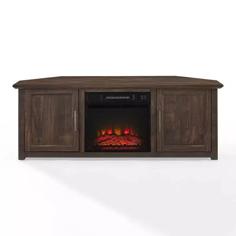 Mueble esquinero para TV con chimenea eléctrica para televisores de hasta 60 pulgadas