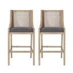 Christopher Knight Home Oneida, taburetes de bar rústicos de madera y caña tapizados en tela de 76 cm (juego de 2)