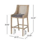 Christopher Knight Home Oneida, taburetes de bar rústicos de madera y caña tapizados en tela de 76 cm (juego de 2)