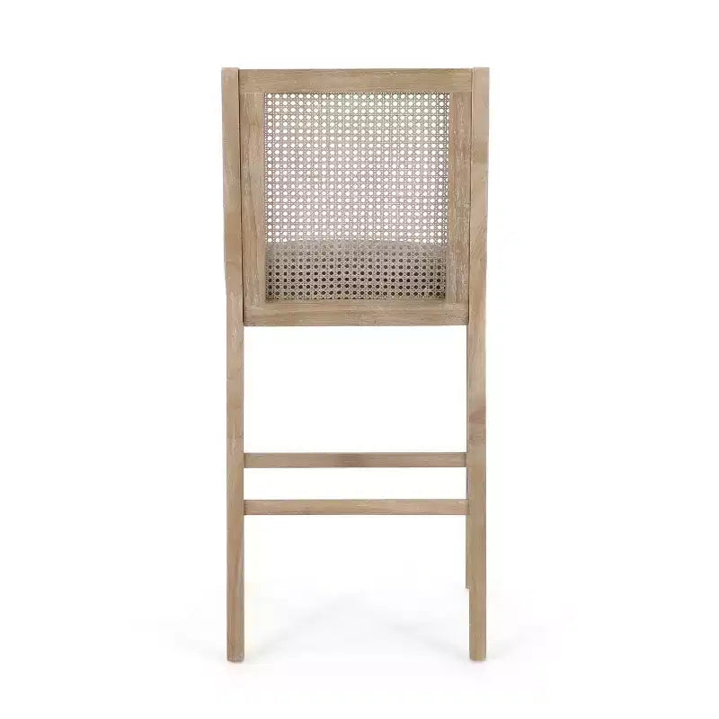 Christopher Knight Home Oneida, taburetes de bar rústicos de madera y caña tapizados en tela de 76 cm (juego de 2)