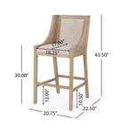 Christopher Knight Home Oneida, taburetes de bar rústicos de madera y caña tapizados en tela de 76 cm (juego de 2)