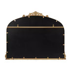 Espejo de pared con marco de metal arqueado y estante, 33 x 26 pulgadas