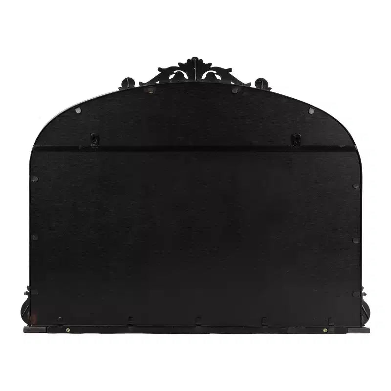 Espejo de pared con marco de metal arqueado y estante, 33 x 26 pulgadas