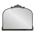 Espejo de pared con marco de metal arqueado y estante, 33 x 26 pulgadas