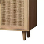 Mueble archivador de ratán de 4 puertas con patas de madera maciza – Aparador para dormitorio, sala de estar u oficina